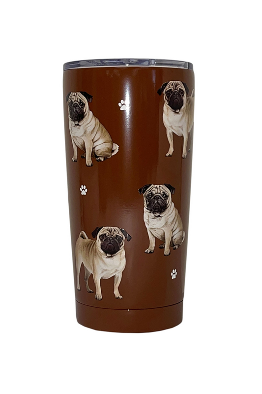 Saddle Brown Pets Pug Stainless Steel Tumbler, 20 oz