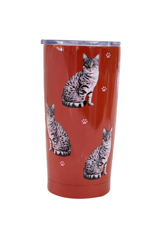 Sienna Silver Tabby Cat Stainless Steel Tumbler, 20 oz.