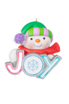 Shimmering Joy Snowman Ornament with Light