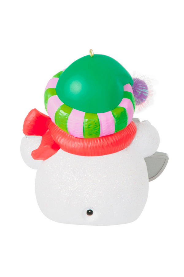 Shimmering Joy Snowman Ornament with Light