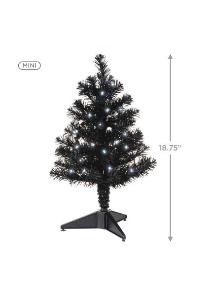 Dark Slate Gray Miniature Black Pre-Lit Christmas Tree, 18.75"