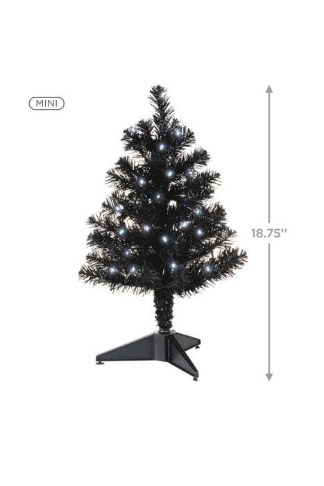 Miniature Black Pre-Lit Christmas Tree, 18.75"