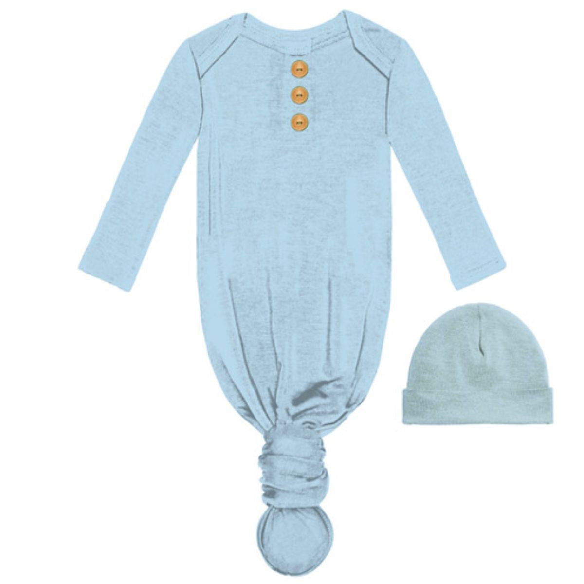 Powder Blue Infant Gown and Beanie Set