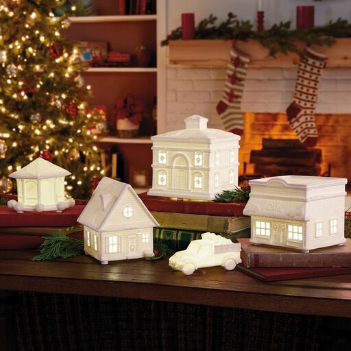 Black Hallmark Channel Musical Christmas Village With Light, Set of 5