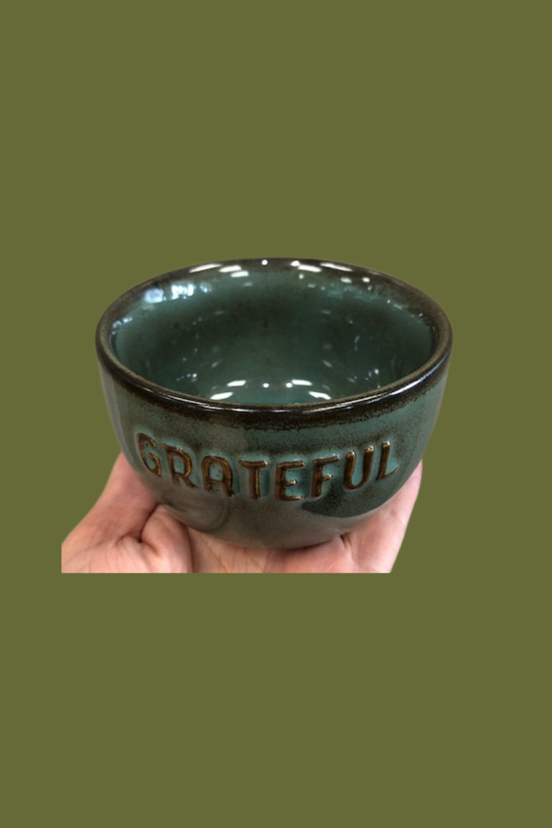 Dark Olive Green Pottery Style Bowls