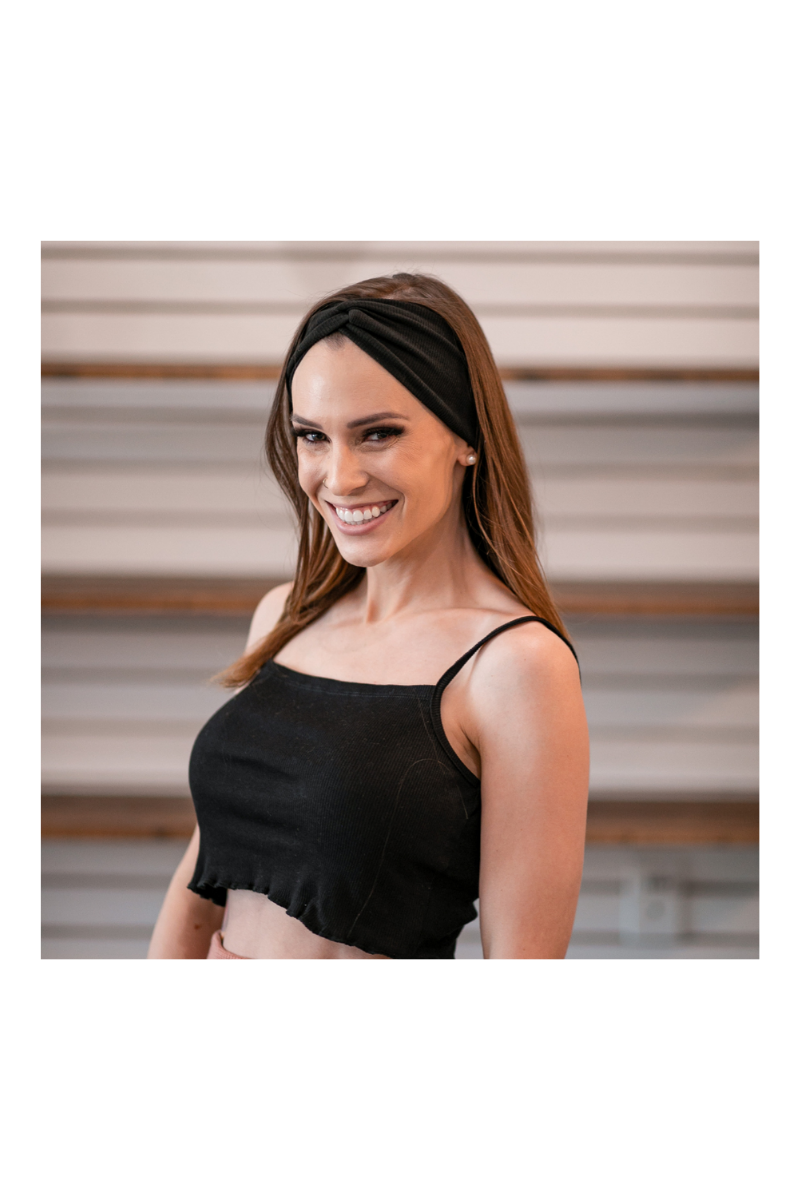 Rosy Brown LUSH TWIST HEADBAND - BLACK