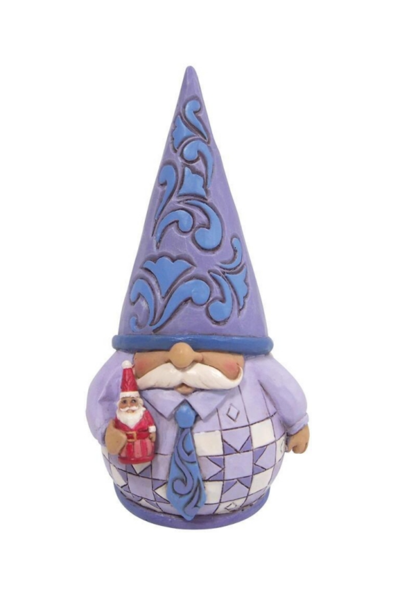 Light Slate Gray Jim Shore Purple Gnome with Santa