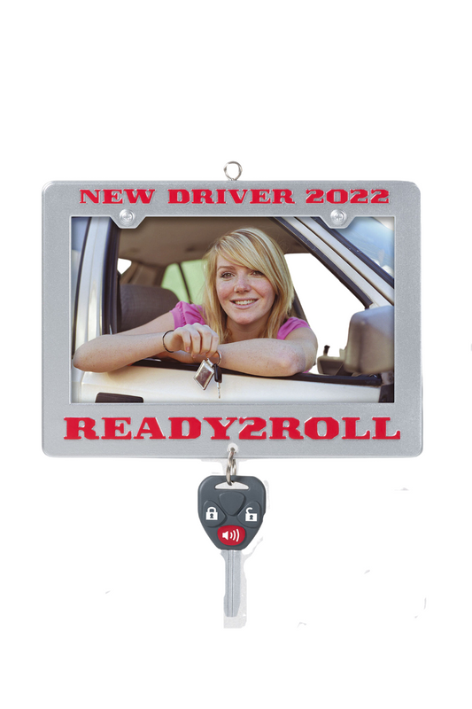 Gray New Driver 2022 Photo Frame Ornament