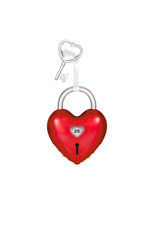 Light Gray Our Anniversary Lock and Key 2022 Metal Ornament