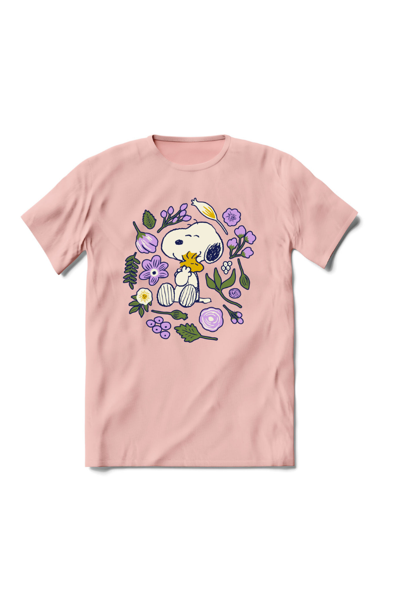 Light Pink Brief Insanity Snoopy Floral T-Shirt