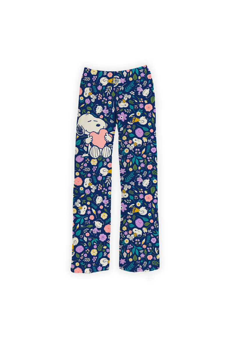 Light Gray Brief Insanity Snoopy Navy Floral Lounge Pants
