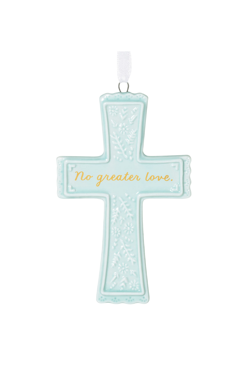 No Greater Love Cross Porcelain Ornament