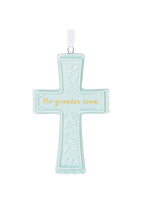 No Greater Love Cross Porcelain Ornament