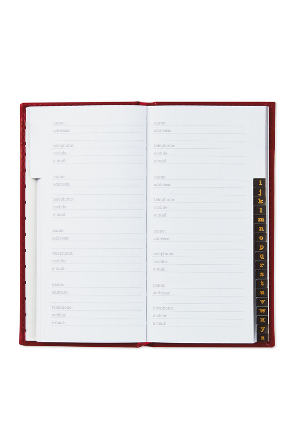 Red Faux Leather Slim Addrss Book