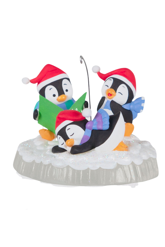 Light Gray Not a Creature Was Stirring Penguins Ornament