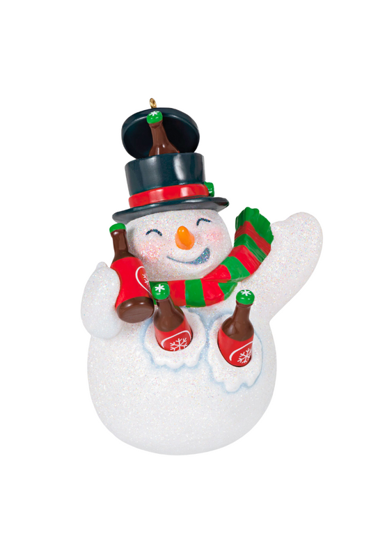 Dark Slate Gray Jolly Beer Belly Snowman Ornament