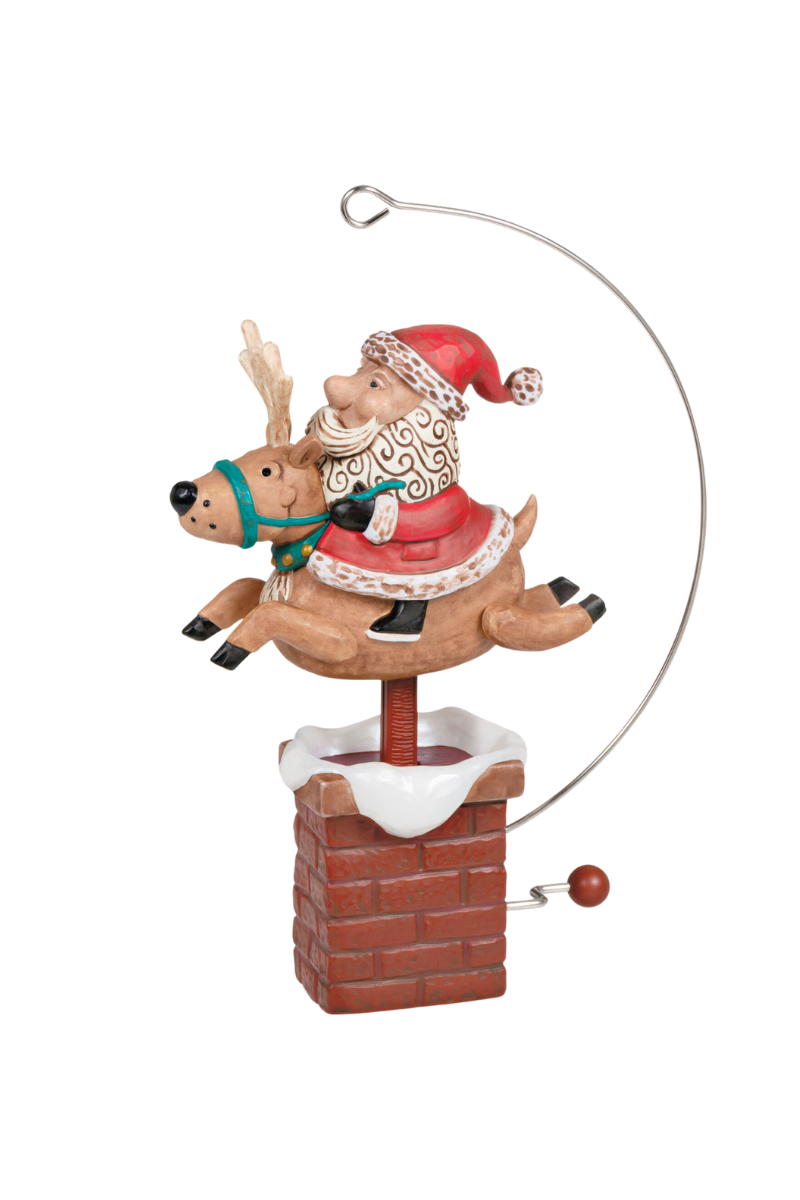 Rosy Brown Giddy Up, Santa! Reindeer Ornament with Motion