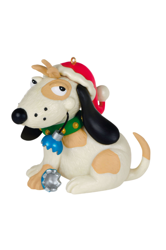 Light Gray Naughty List Shenanigans Dog Ornament