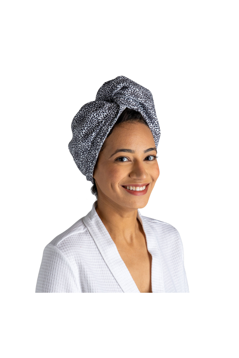 Light Gray Lemon Lavender Plot Twist Microfiber Turbo Towel
