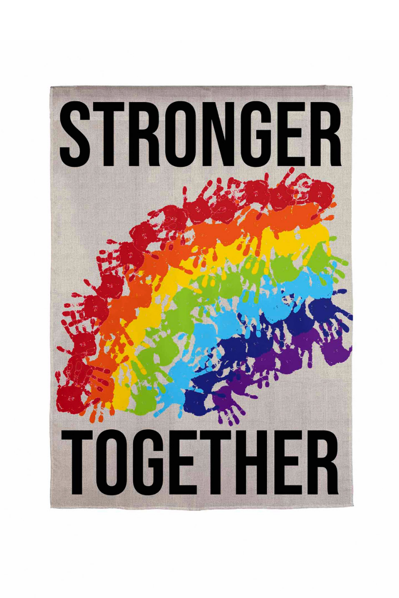 Stronger Together Handprints Garden Flag