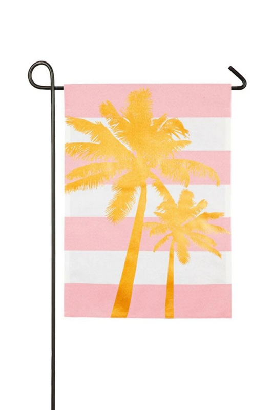 Pink Palm Tree Striped Garden Flag