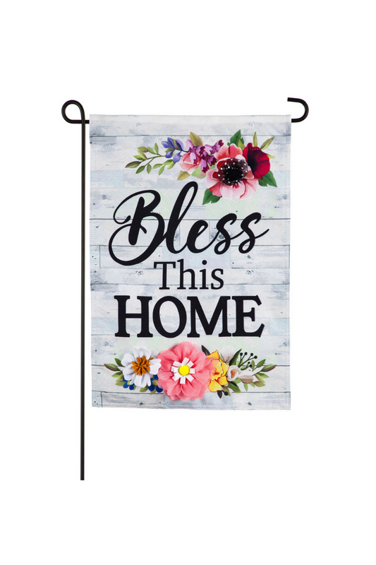 Light Gray Shiplap Floral Bless This Home Garden Linen Flag