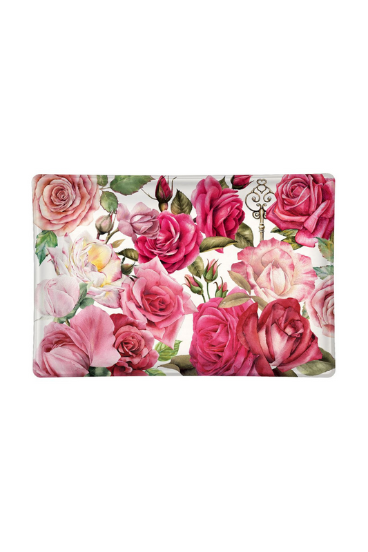 Gray Royal Rose Rectangular Glass Soap Dish