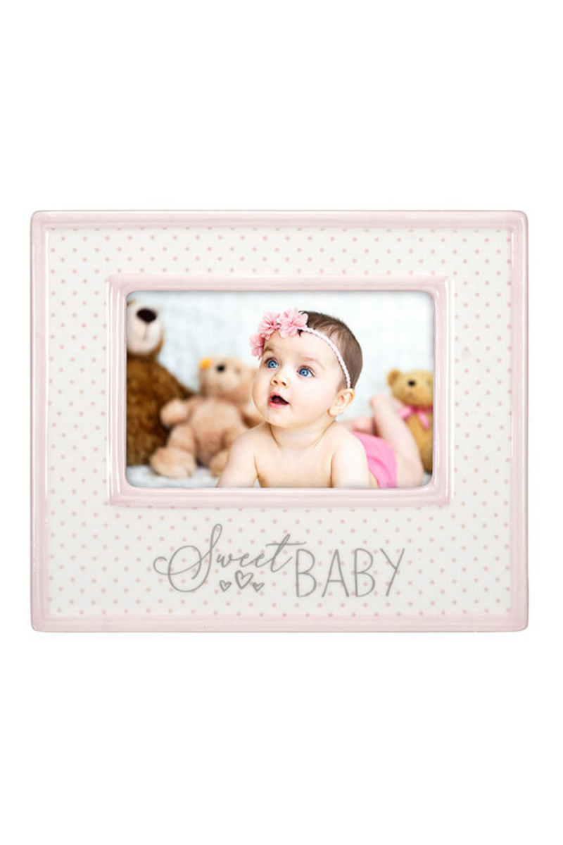 Antique White Pink Sweet Baby Ceramic Frame