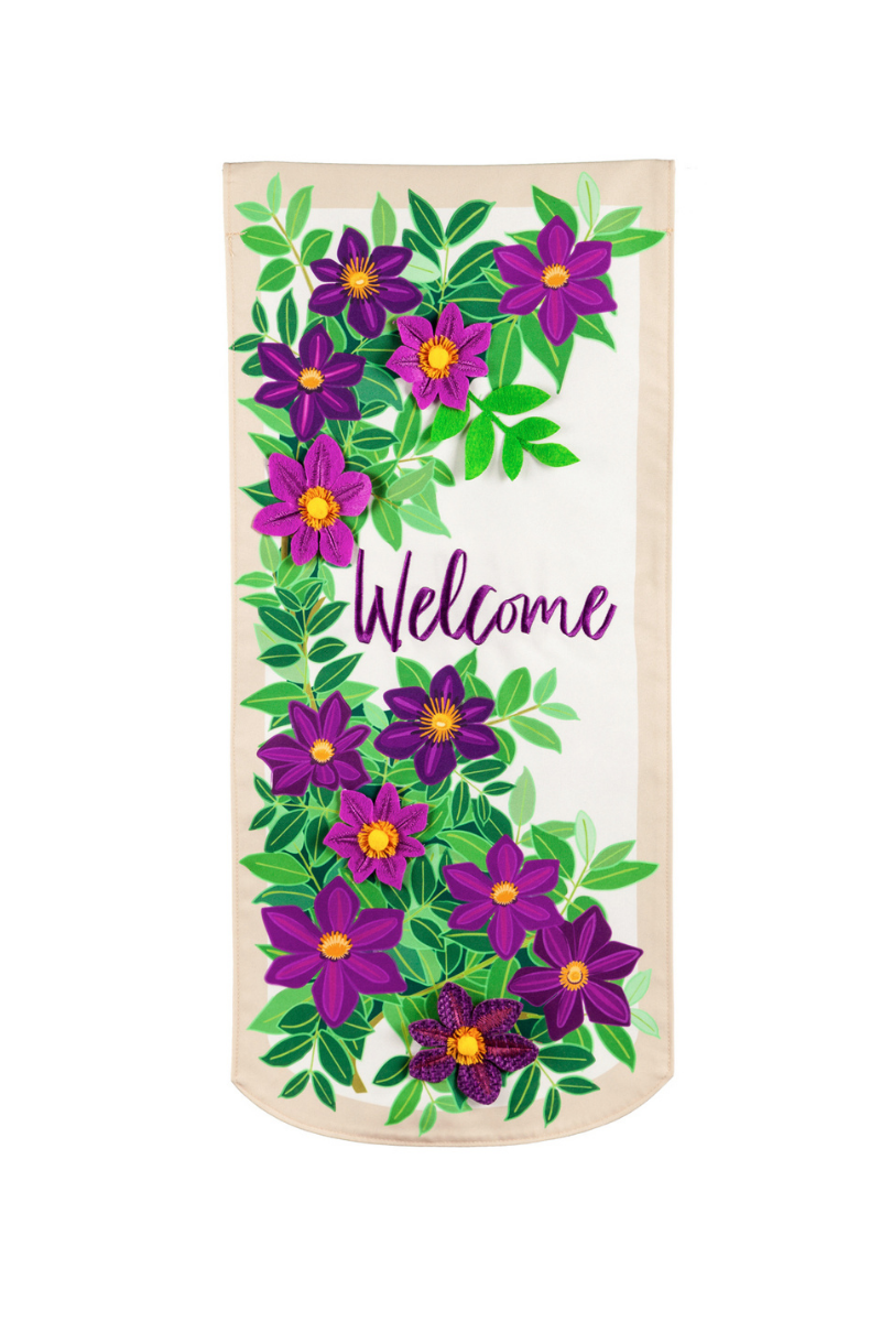 Sea Green Clematis Welcome XL Garden Flag