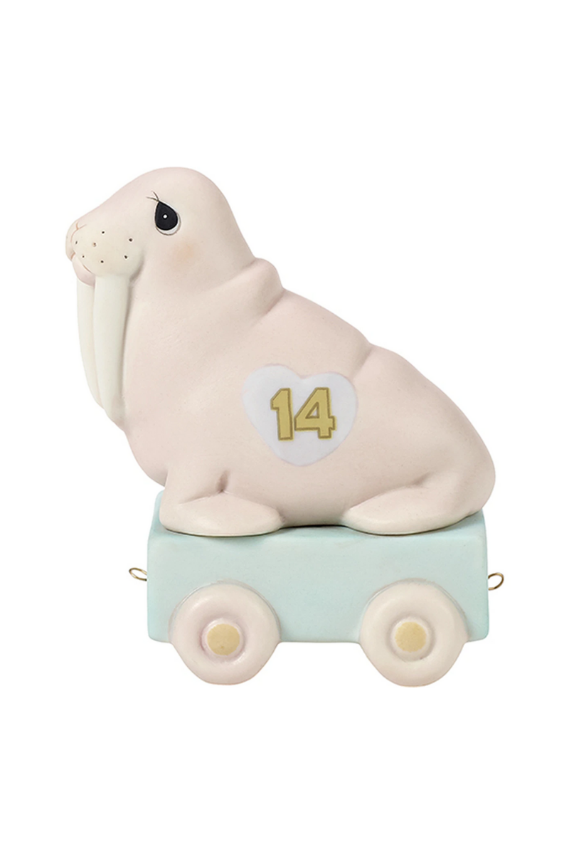 Light Gray Precious Moments Birthday Train, Age "14"