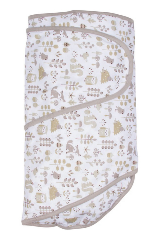 Light Gray Swaddle Blanket-Forest Owls